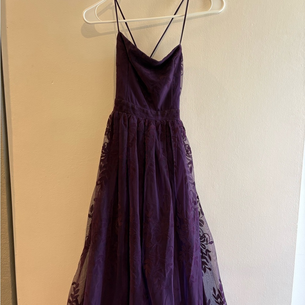 Elegant Deep Purple Spaghetti Strap Gown